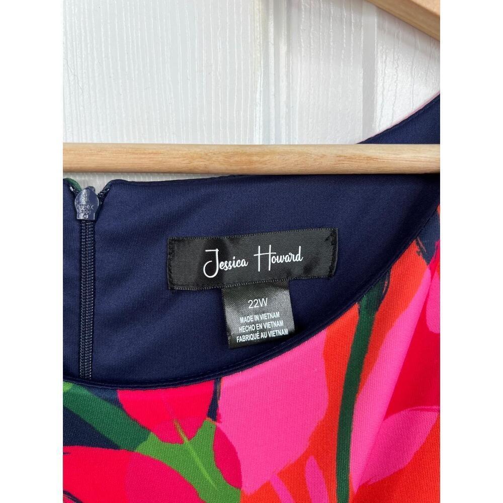 Jessica Howard Navy Floral A-Line Dress with Pink & Green Accents - Picture 7 of 12